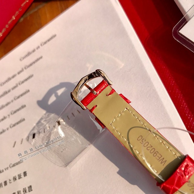 卡地亞石英手錶 Cartier經典款真鑽藍氣球女裝腕表 美洲鱷魚皮錶帶  gjs2103